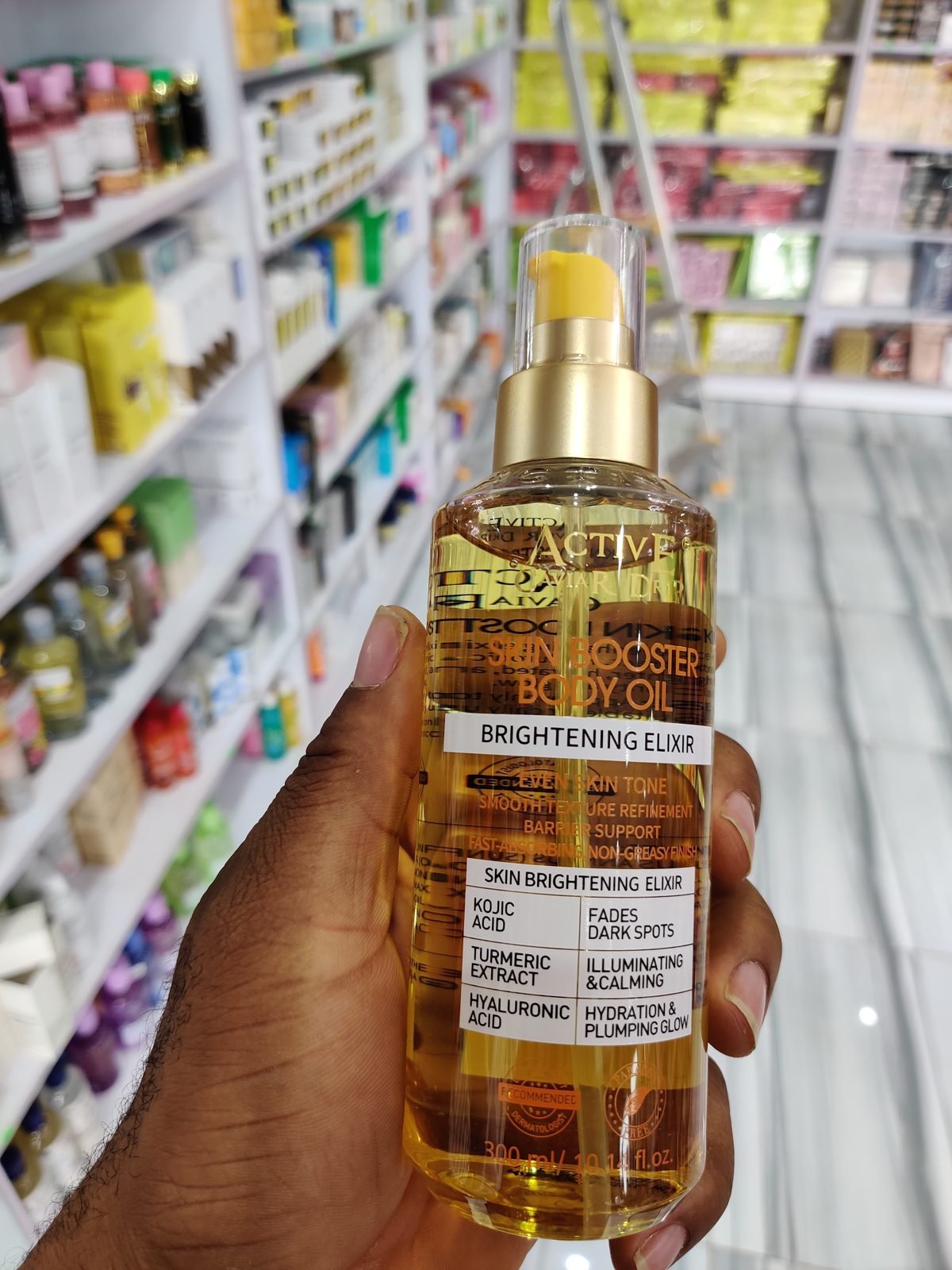 Active Caviar Grand Skin Booster Body Oil, Brightening Elixir, Kojic Acid + Turmeric + Hyaluronic Acid 300ml