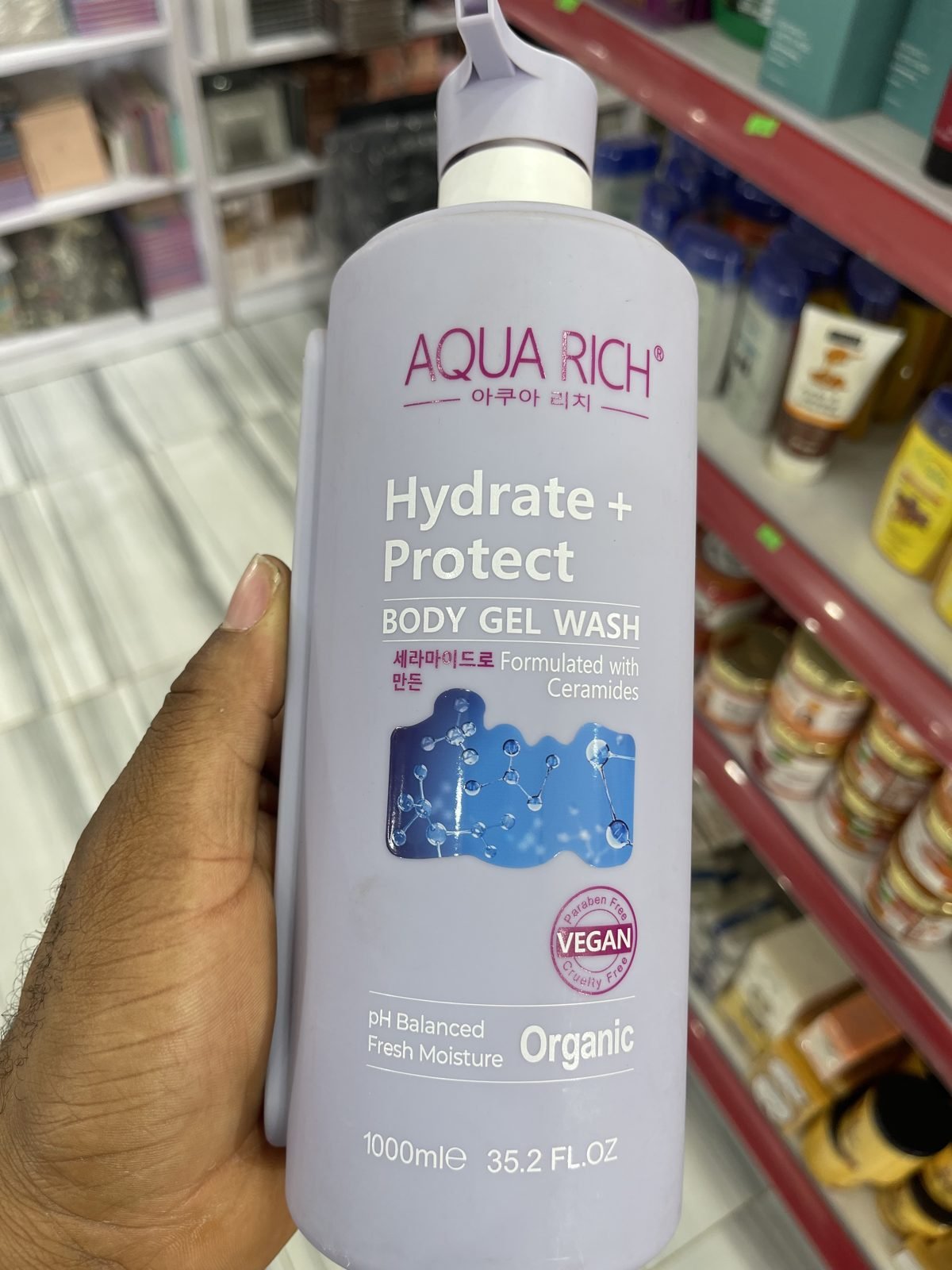 Aqua Rich Hydrate + Protect Body Gel Wash, Formulated with Ceramides, pH Balanced, Organic 1000ml