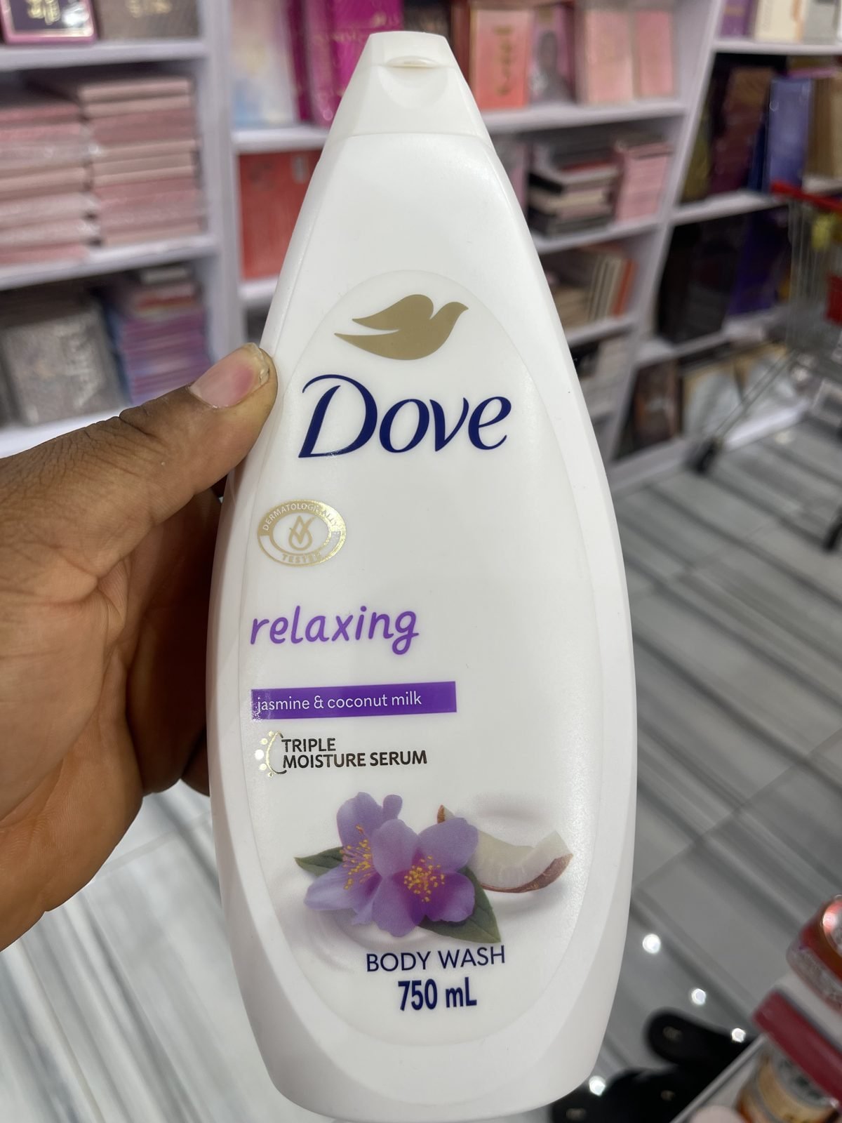 Dove Relaxing, Jasmine & Coconut Milk Body Wash, Triple Moisture Serum 750mL