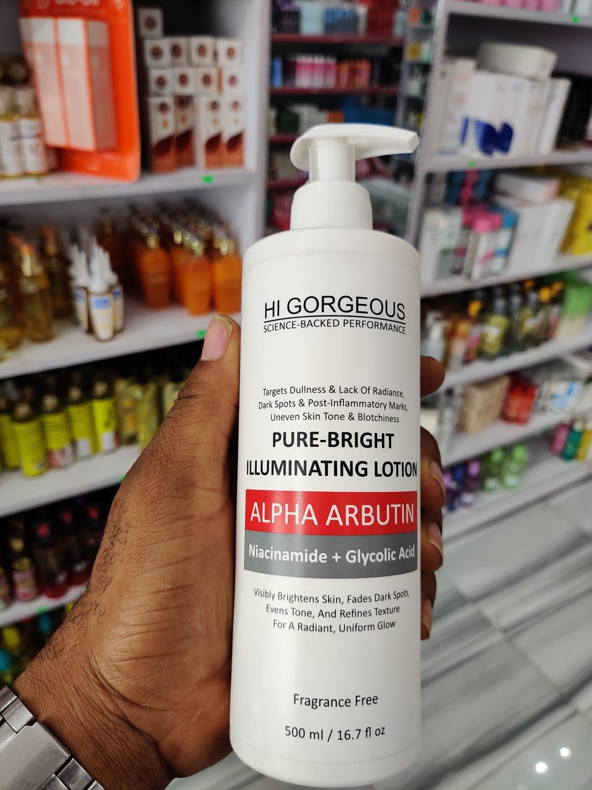 Hi Gorgeous Pure-Bright Illuminating Lotion, Alpha Arbutin + Niacinamide + Glycolic Acid 500ml