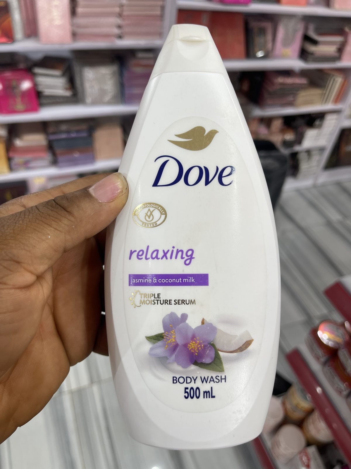Dove Relaxing, Jasmine & Coconut Milk Body Wash, Triple Moisture Serum 500mL