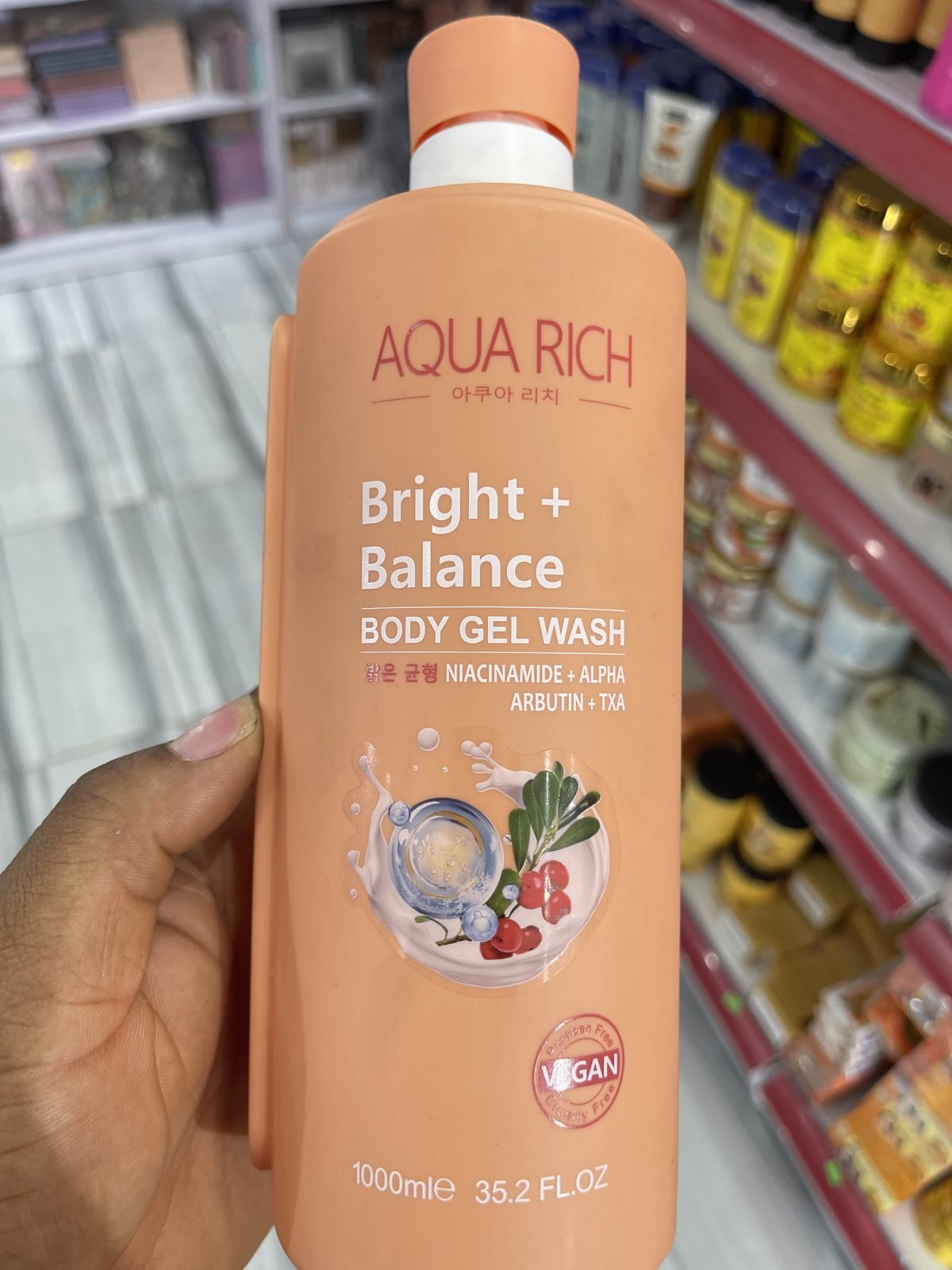 Aqua Rich Bright + Balance Body Gel Wash, Niacinamide + Alpha Arbutin + TXA 1000ml