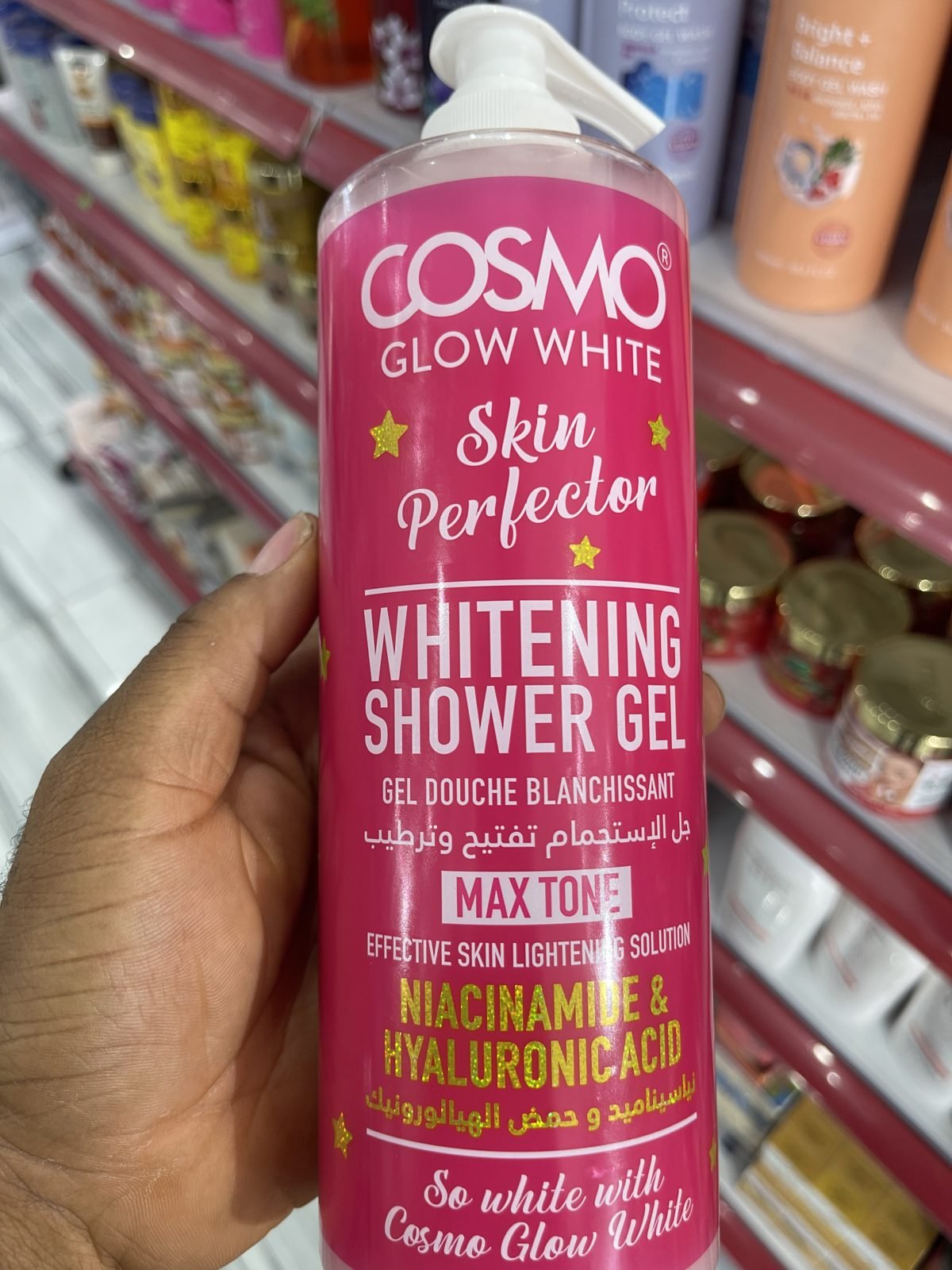 Cosmo Glow White Skin Perfector Whitening Shower Gel, Max Tone, Niacinamide & Hyaluronic Acid