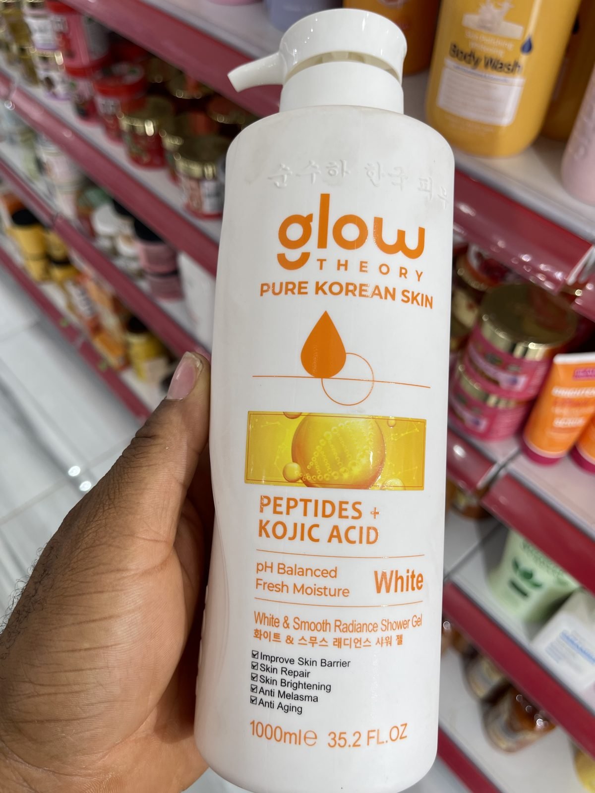 Glow Theory Pure Korean Skin, Peptides + Kojic Acid, White & Smooth Radiance Shower Gel 1000ml