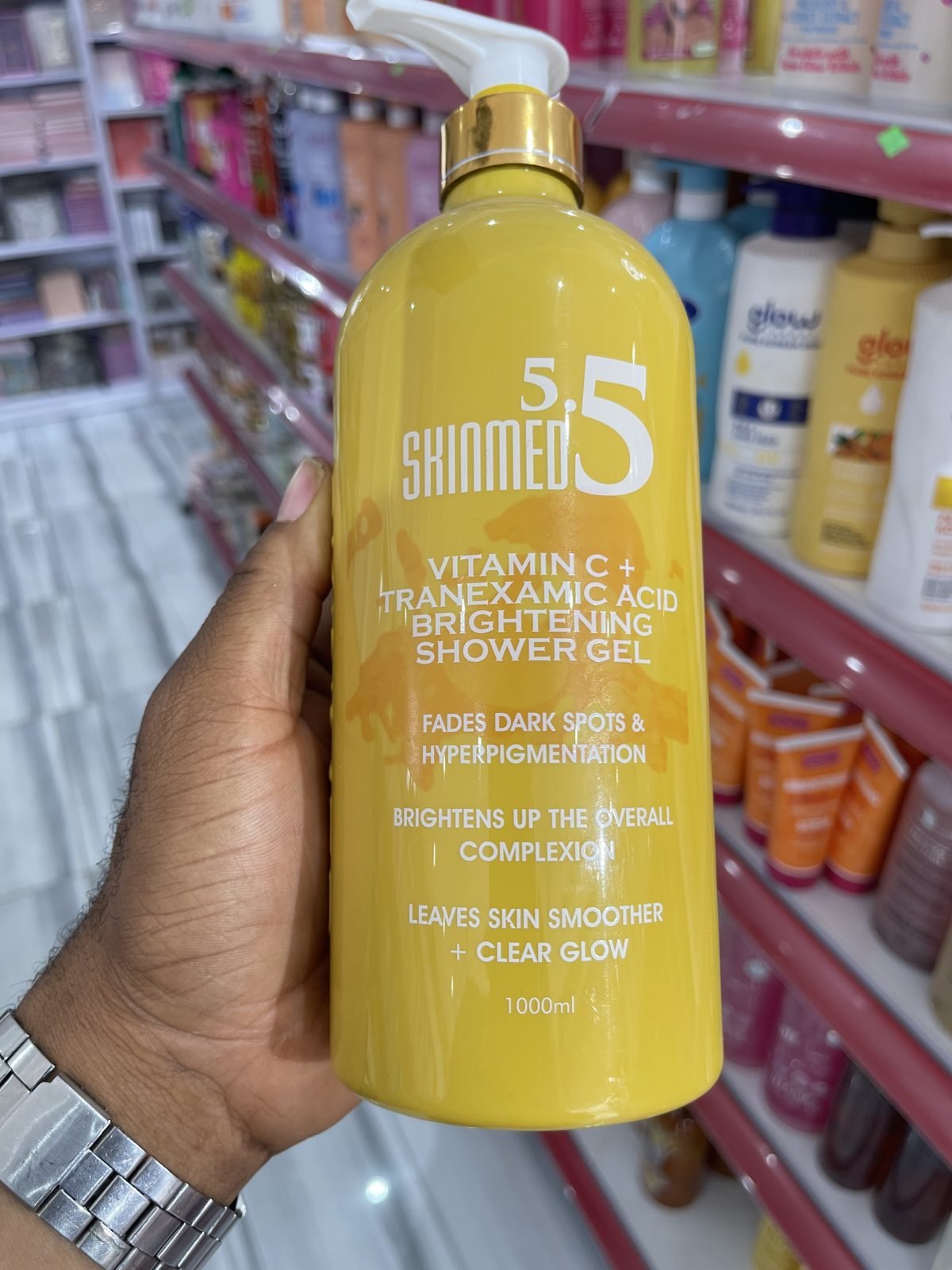 Skinmed 5.5 Vitamin C + Tranexamic Acid Brightening Shower Gel, Fades Dark Spots & Hyperpigmentation 1000ml