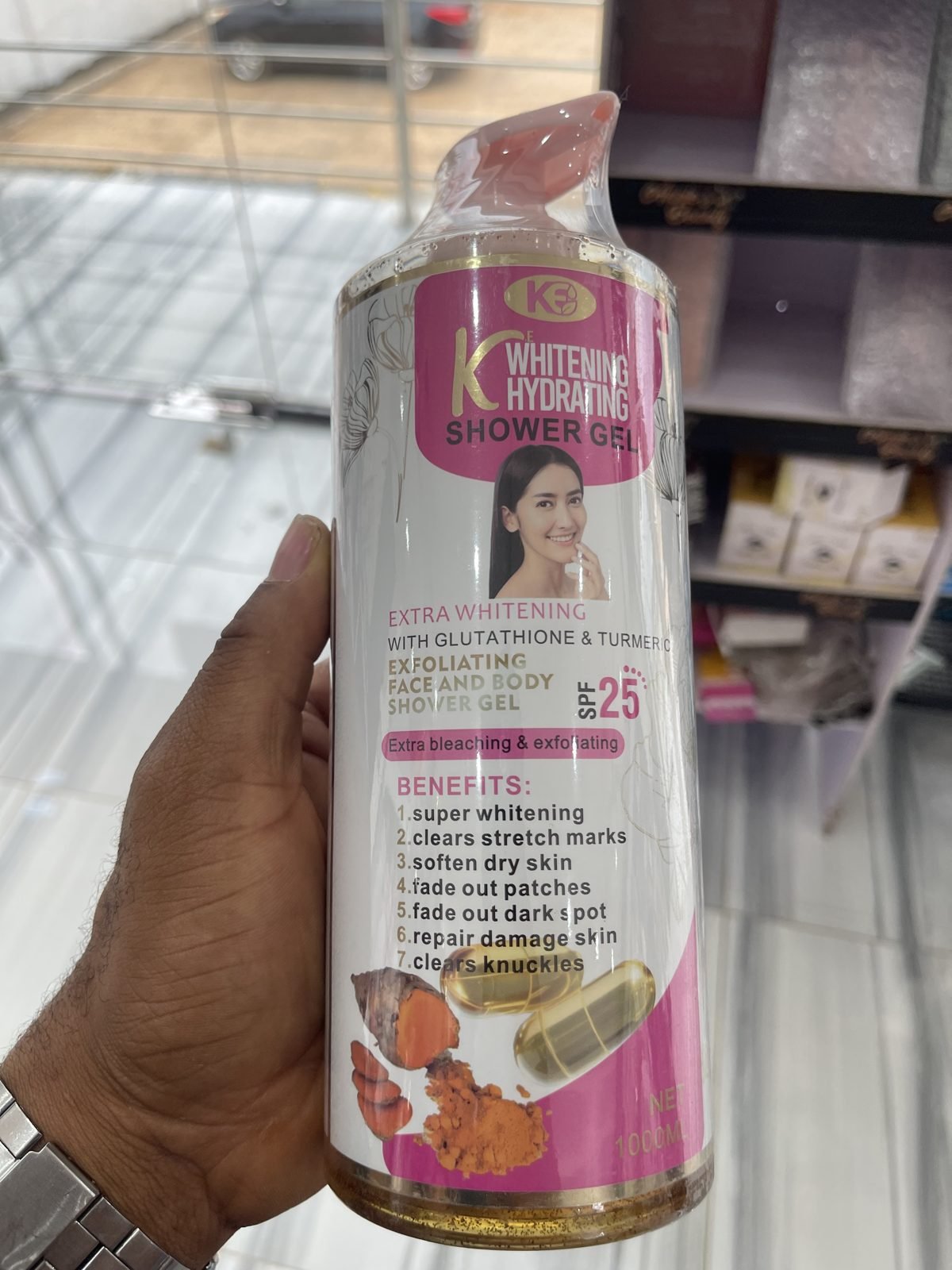KE Whitening Hydrating Shower Gel (Glutathione & Turmeric) SPF25 1000ml