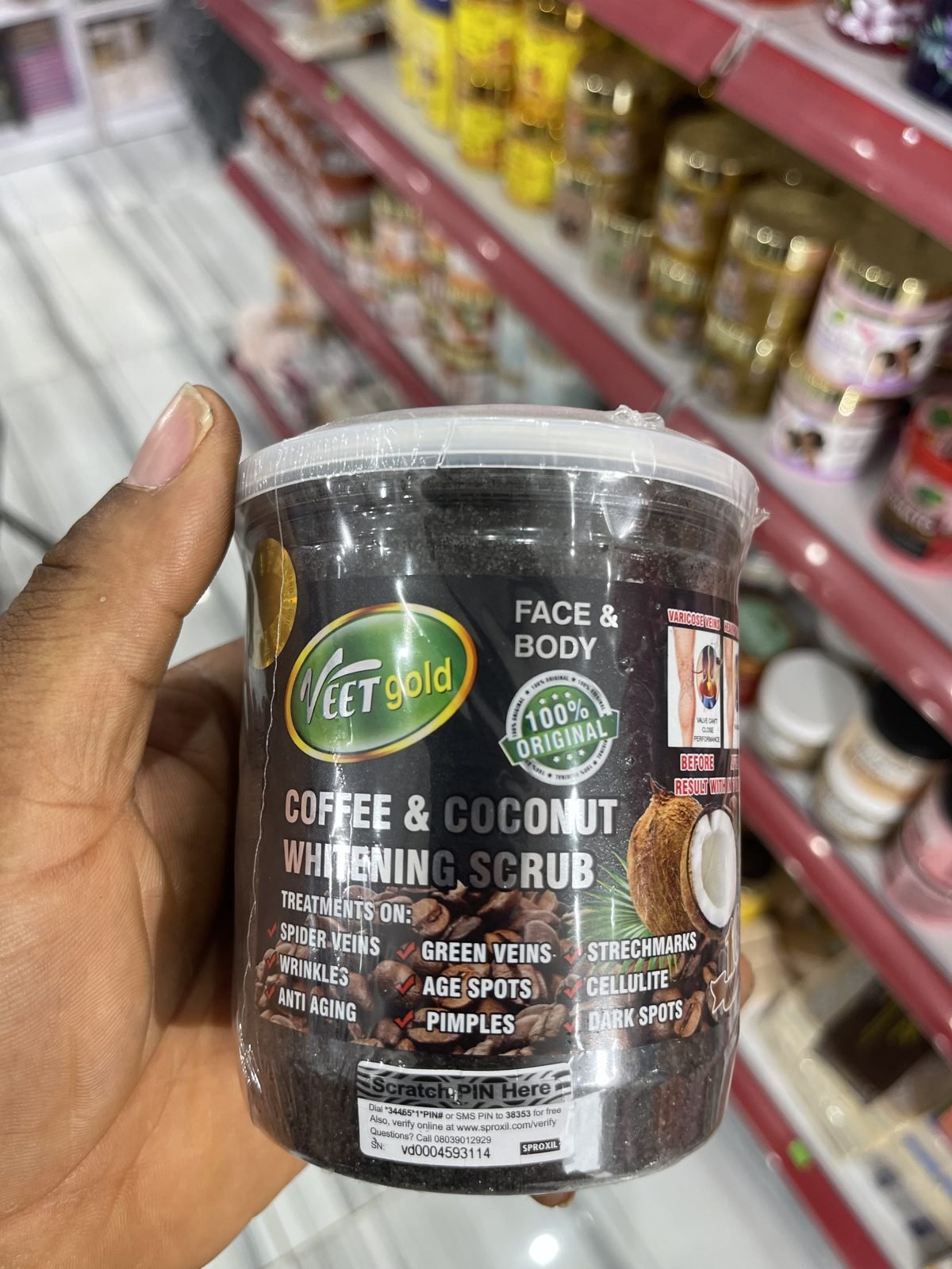 Veet Gold Coffee & Coconut Whitening Scrub - Face & Body