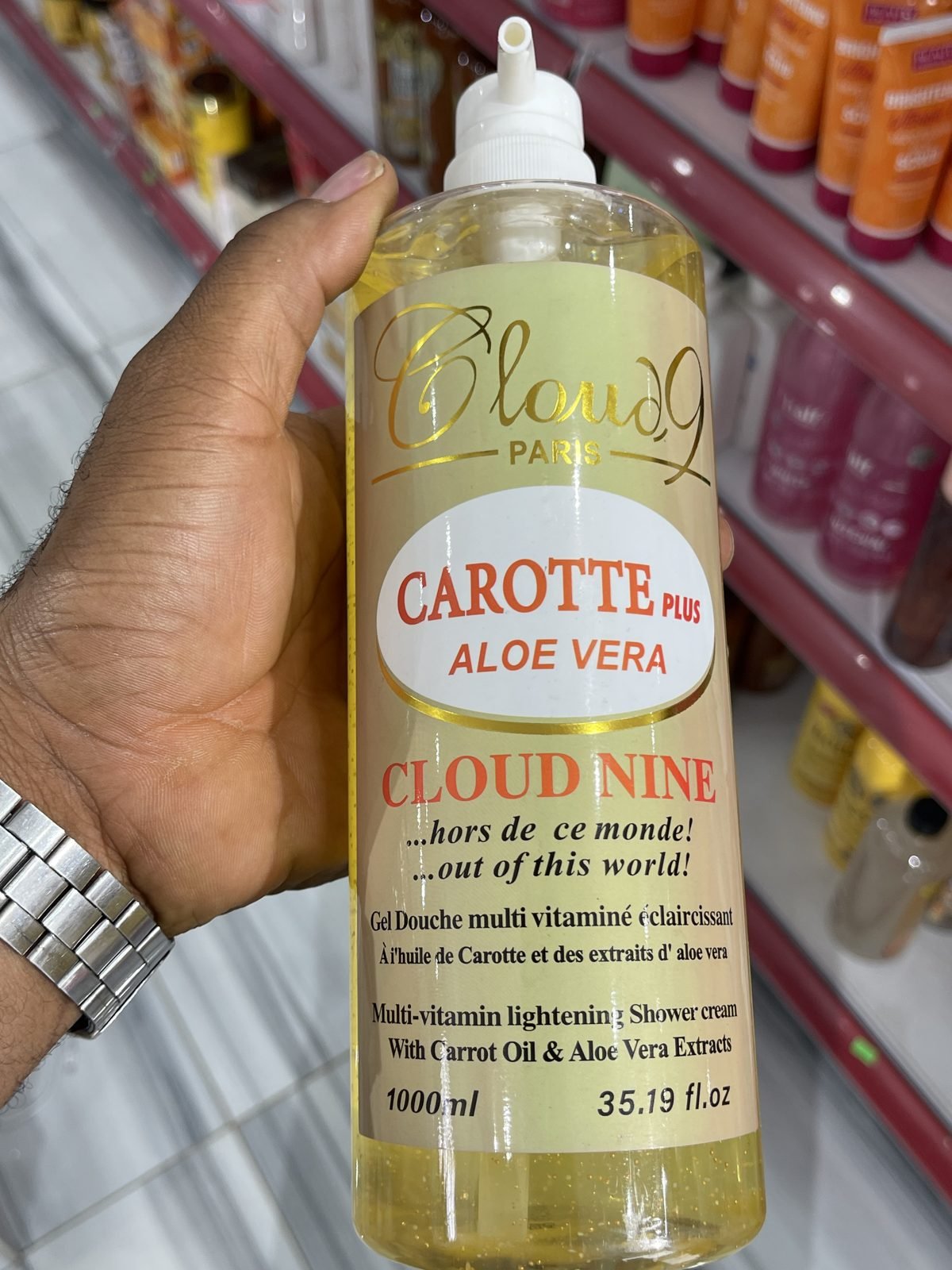 Cloud 9 Paris Carotte Plus Aloe Vera Multi-Vitamin Lightening Shower Cream 1000 ml / 35.19 fl.oz