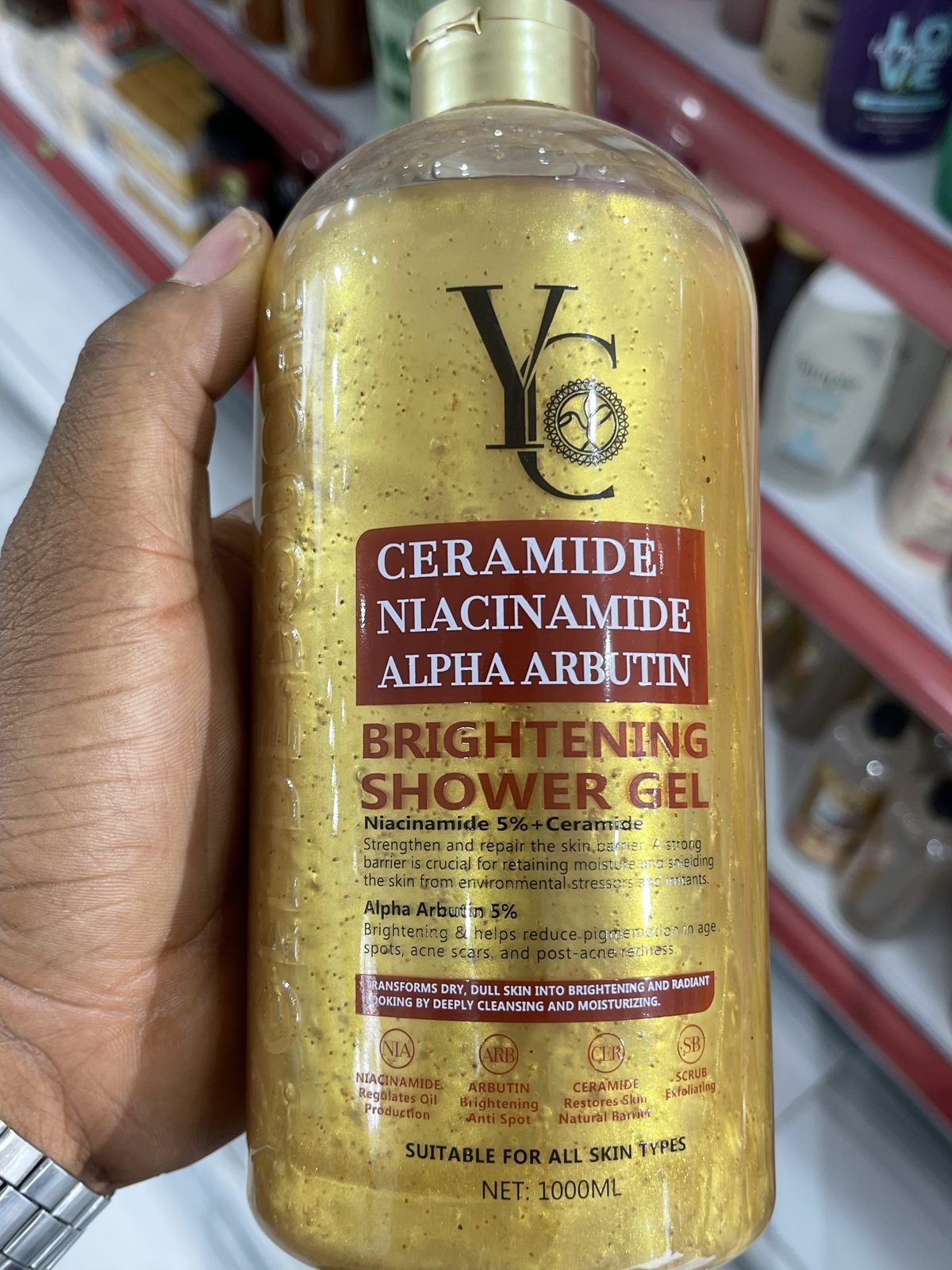 YC Ceramide Niacinamide Alpha Arbutin Brightening Shower Gel (Niacinamide 5% + Ceramide, Alpha Arbutin 5%) 1000ml