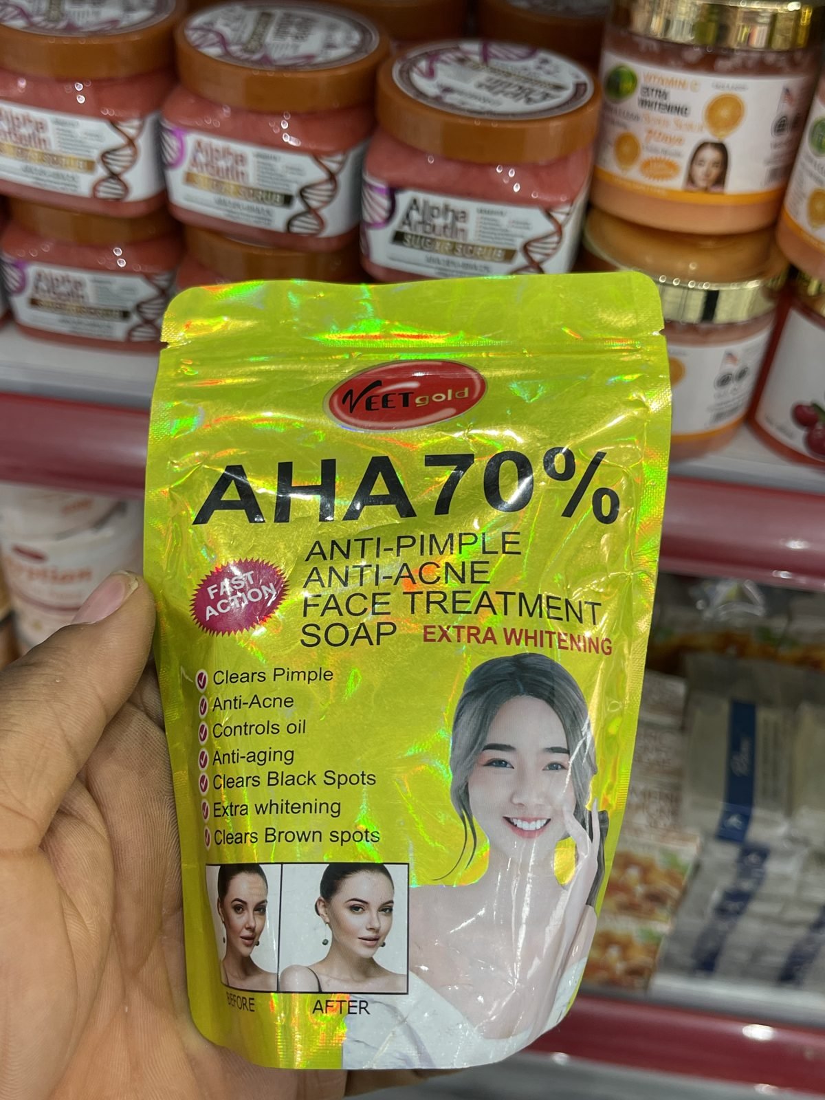 Veet Gold AHA70% Anti-Pimple Anti-Acne Face Treatment Soap Extra Whitening