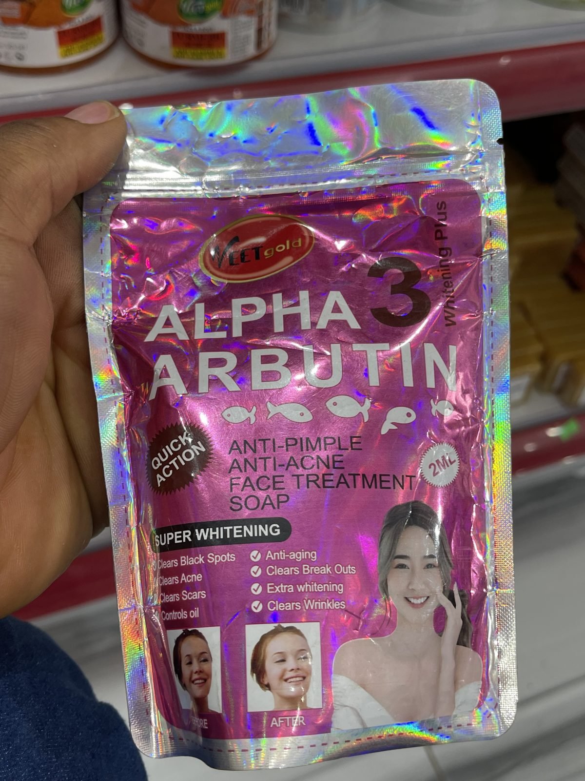 Veet Gold Alpha 3 Arbutin Anti-Pimple Anti-Acne Face Treatment Soap Whitening Plus