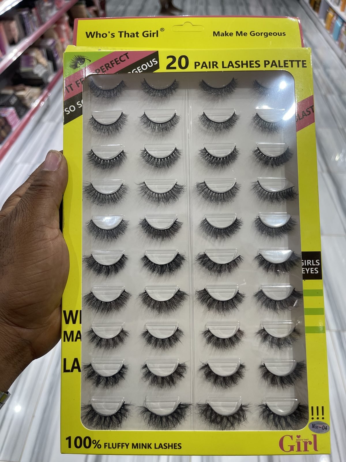 Who's That Girl 20 Pair Lashes Palette, 100% Fluffy Mink Lashes (code Mix-04)