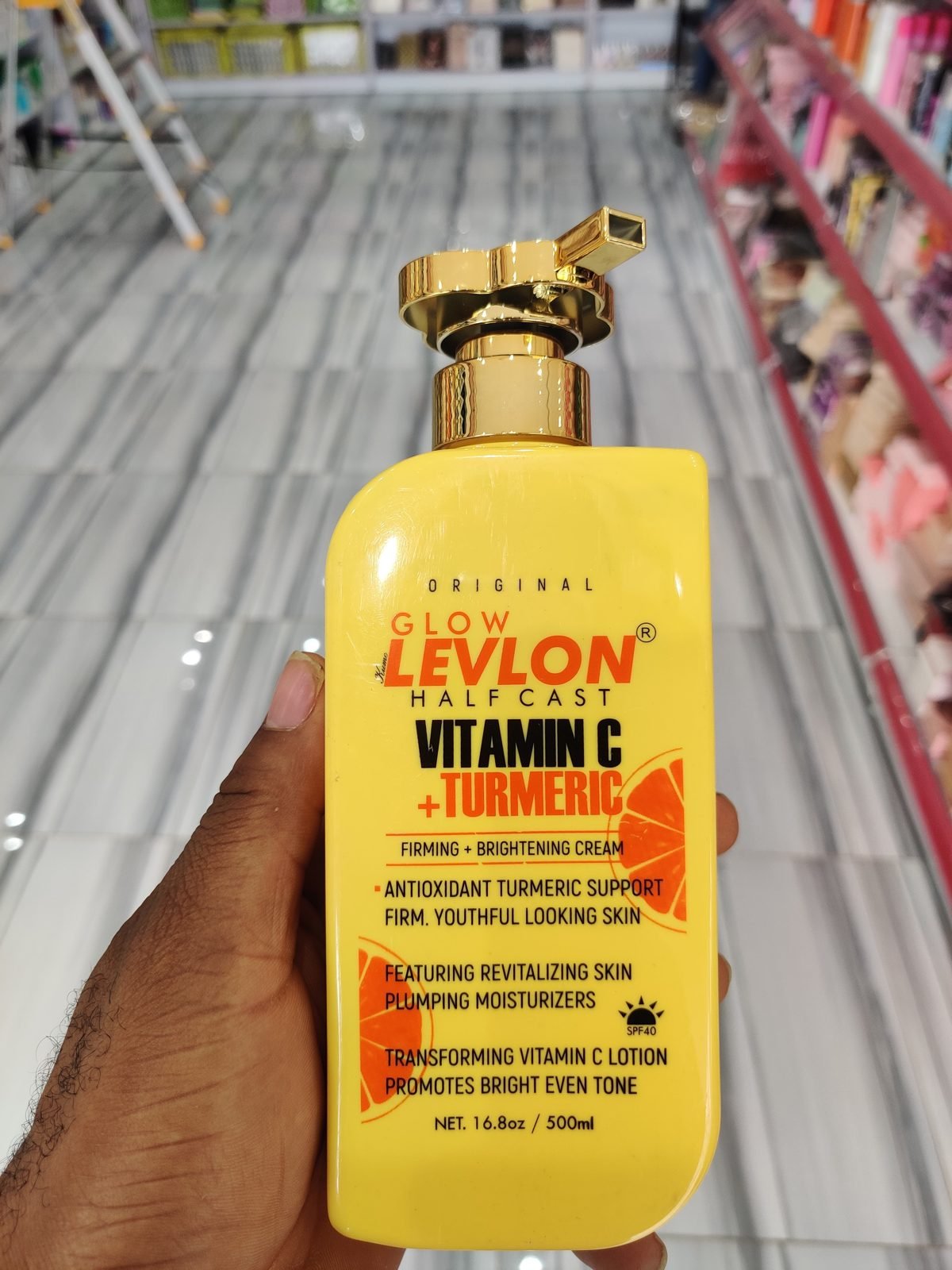 Levlon (Glow Levlon) Half Cast Vitamin C+Turmeric, Firming+Brightening Cream, Antioxidant Turmeric Support, SPF40 500ml / 16.8oz