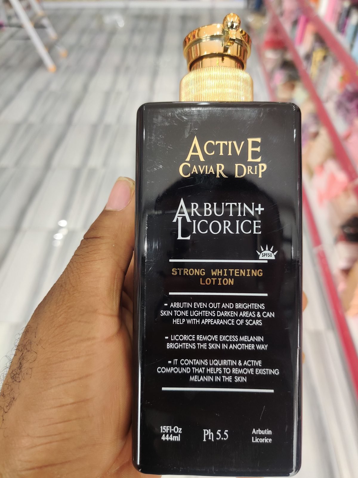 Active Caviar Drip Arbutin+Licorice, Strong Whitening Lotion, SPF50, Ph5.5 15Fl-Oz / 444ml