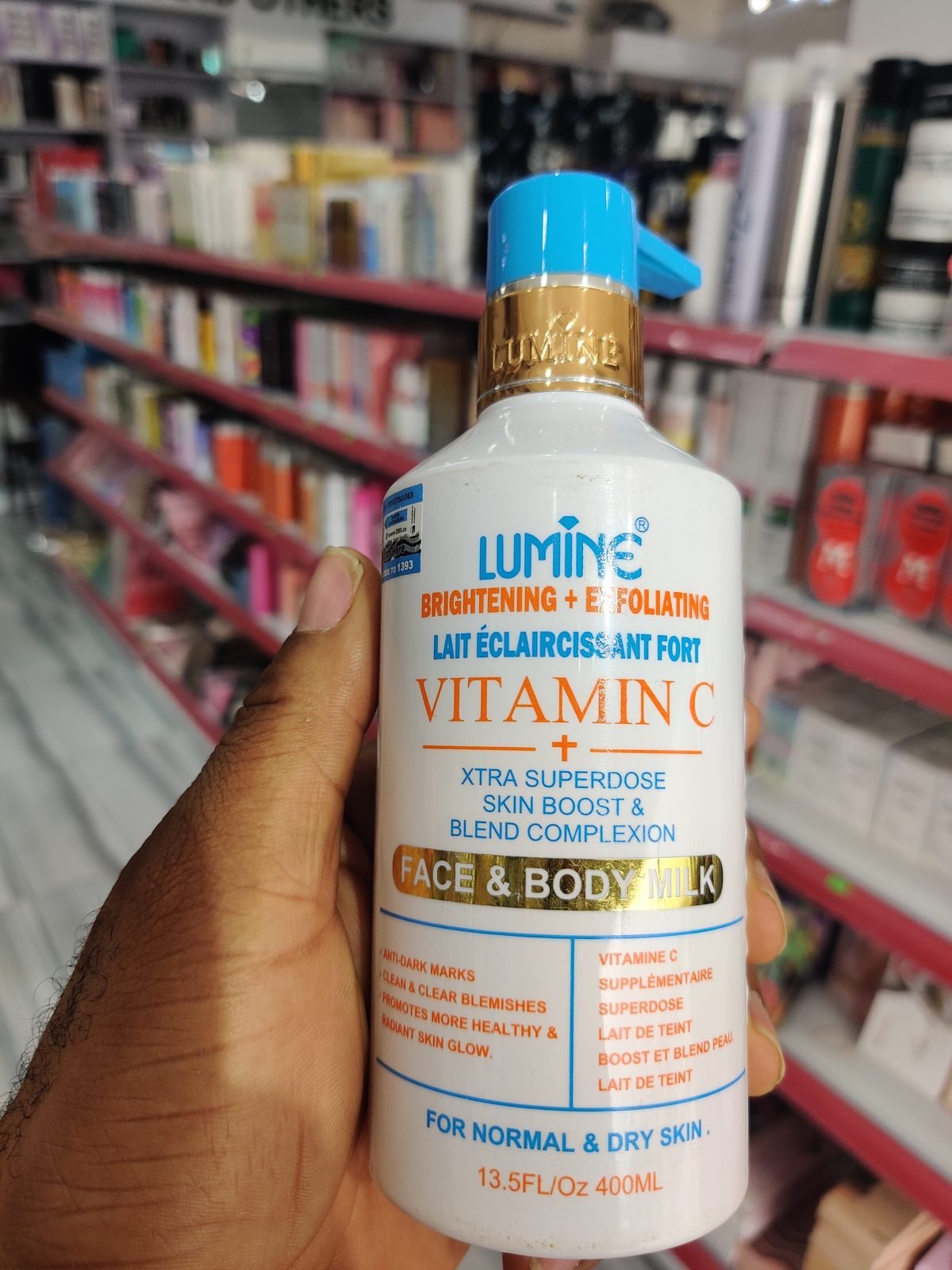 Lumine Brightening+Exfoliating, Vitamin C Xtra Superdose, Face & Body Milk 13.5Fl.Oz / 400ml