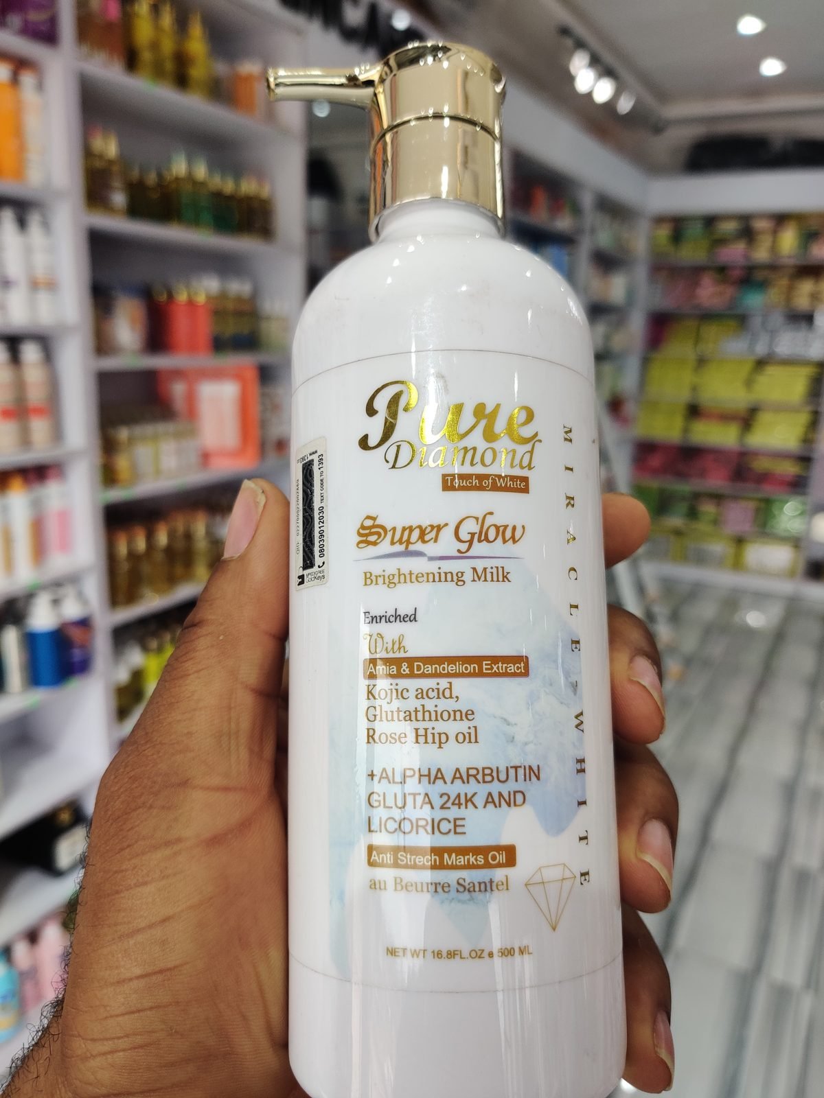 Pure Diamond (Touch of White) Super Glow, Brightening Milk 16.8fl.oz / 500ml