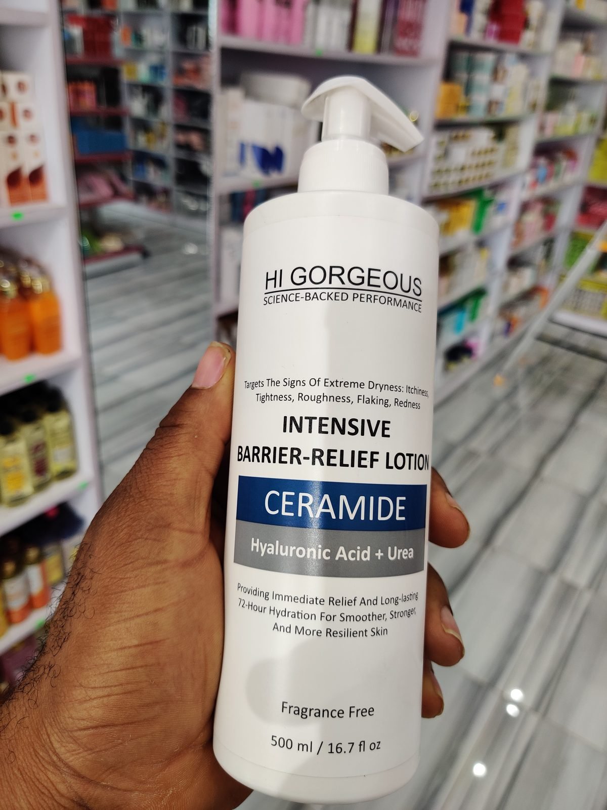 Hi Gorgeous Intensive Barrier-Relief Lotion, Ceramide + Hyaluronic Acid + Urea 500ml