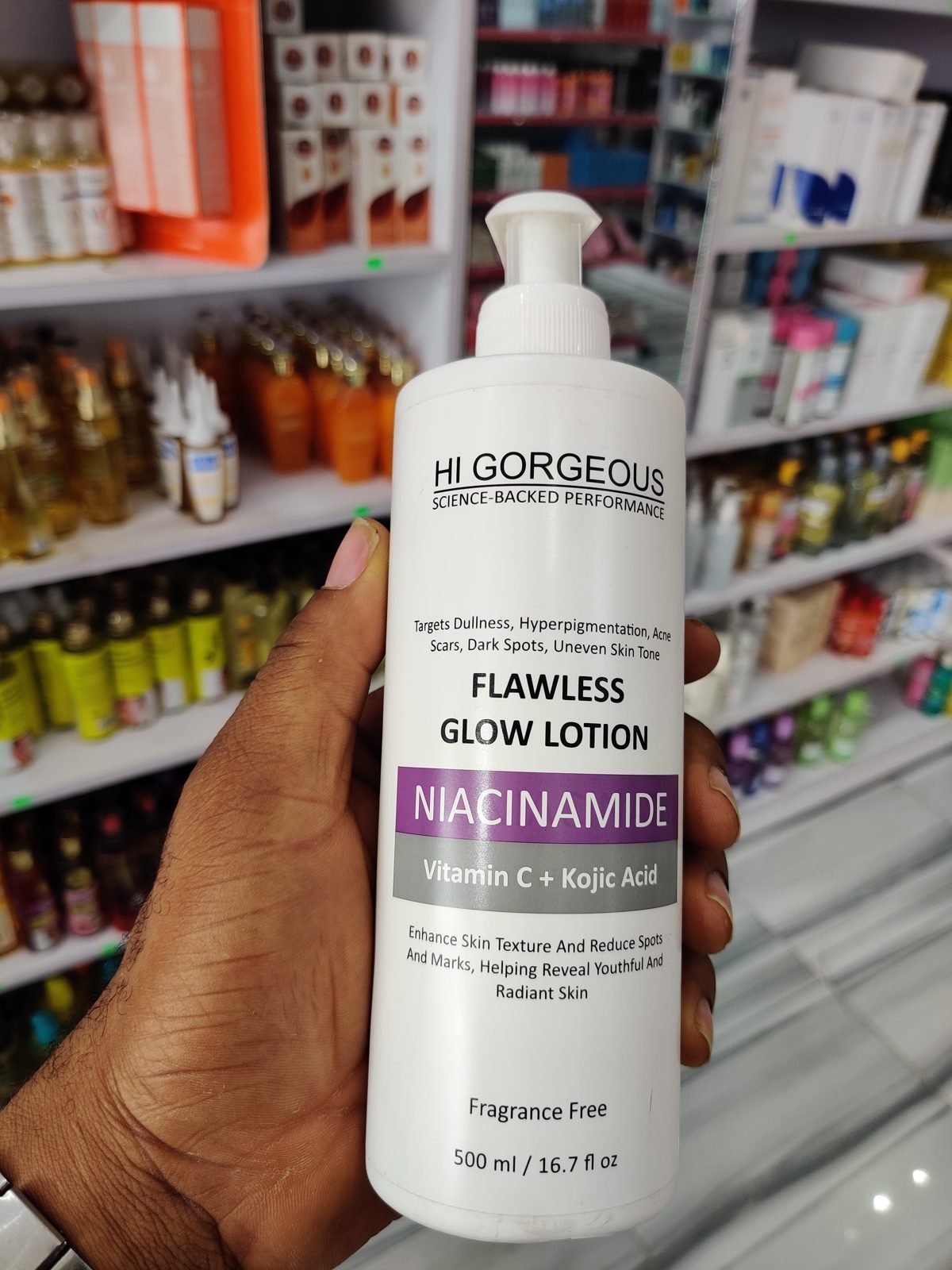 Hi Gorgeous Flawless Glow Lotion, Niacinamide + Vitamin C + Kojic Acid 500ml