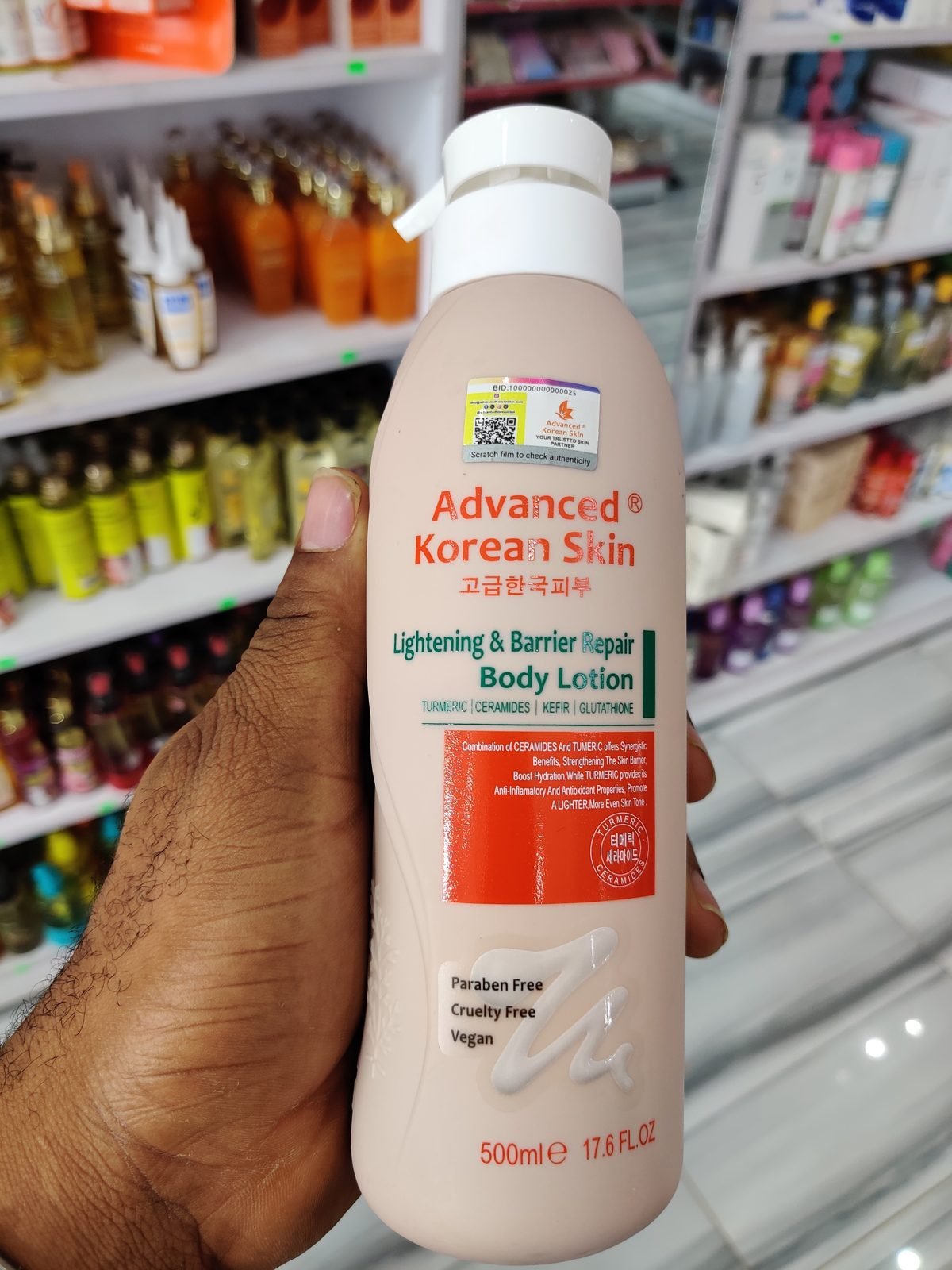 Advanced Korean Skin Lightening & Barrier Repair Body Lotion, Turmeric, Ceramides, Kefir, Glutathione 500ml