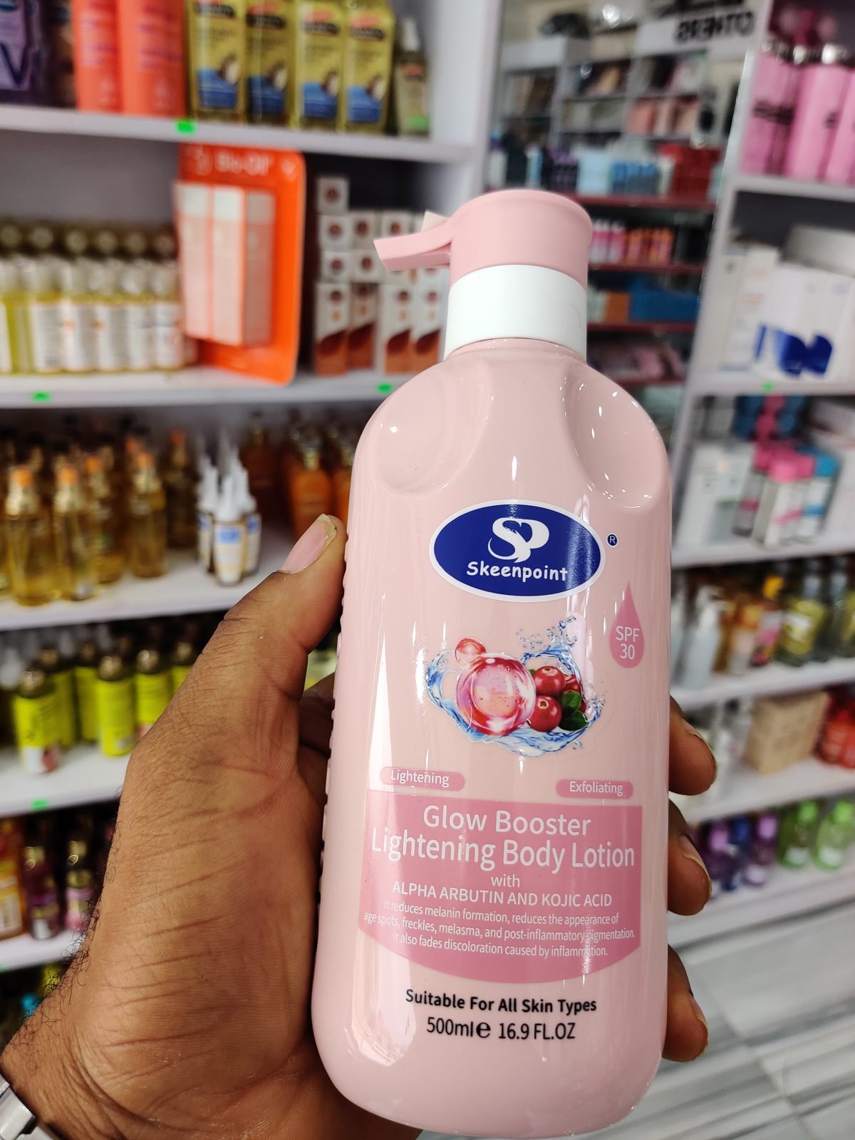 SP Skeenpoint Glow Booster Lightening Body Lotion, Alpha Arbutin and Kojic Acid, SPF30 500ml