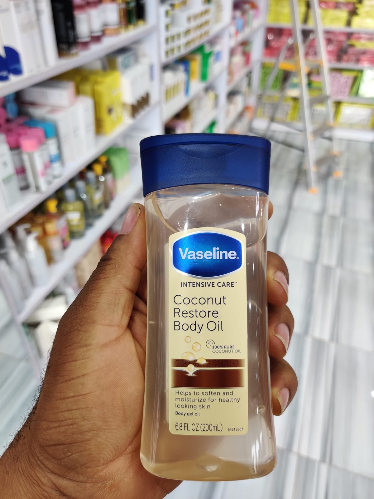 Vaseline Intensive Care Coconut Restore Body Oil, 100% Pure Coconut Oil, Body Gel Oil 200ml (6.8 fl oz)