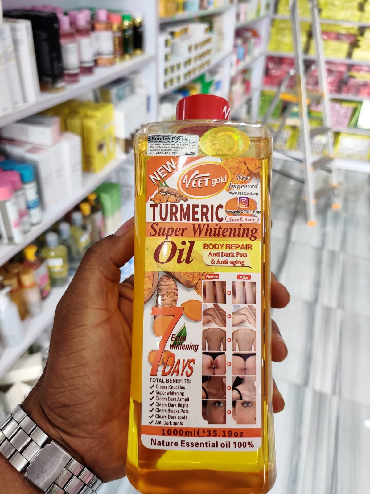 Veet Gold Turmeric Super Whitening Oil - Body Repair 1000ml / 35.19oz