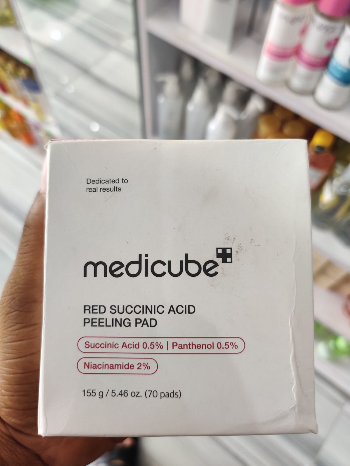 medicube Red Succinic Acid Peeling Pad (Succinic Acid 0.5% Panthenol 0.5%, Niacinamide 2%),155 g / 5.46 oz / 70 pads