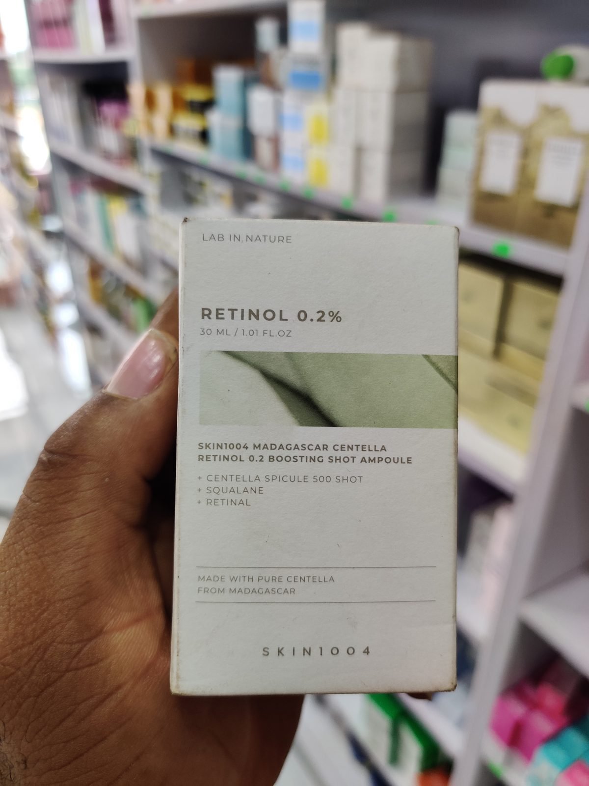SKIN1004 Madagascar Centella Retinol 0.2 Boosting Shot Ampoule, Centella Spicule 500 Shot + Squalane + Retinal 30ml