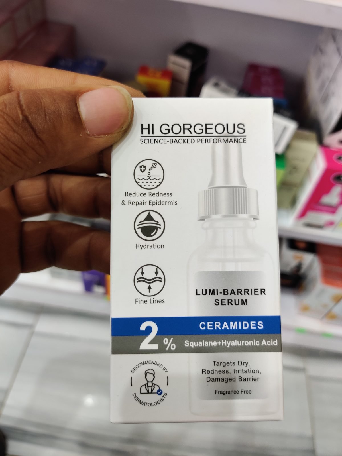 Hi Gorgeous Lumi-Barrier Serum, 2% Ceramides, Squalane+Hyaluronic Acid