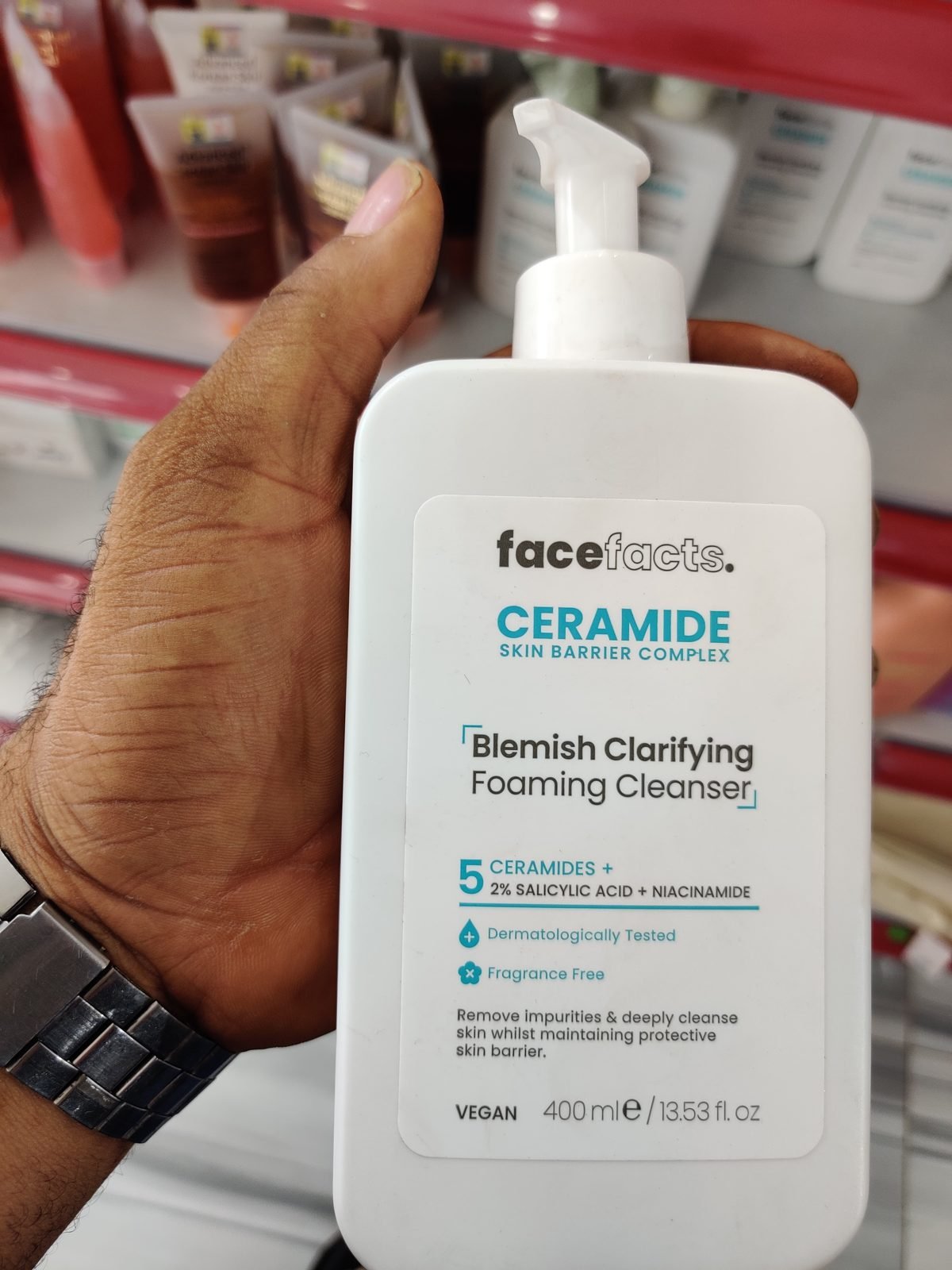 face facts Ceramide Skin Barrier Complex, Blemish Clarifying Foaming Cleanser, 5 Ceramides + 2% Salicylic Acid + Niacinamide 400ml / 13.53 fl.oz