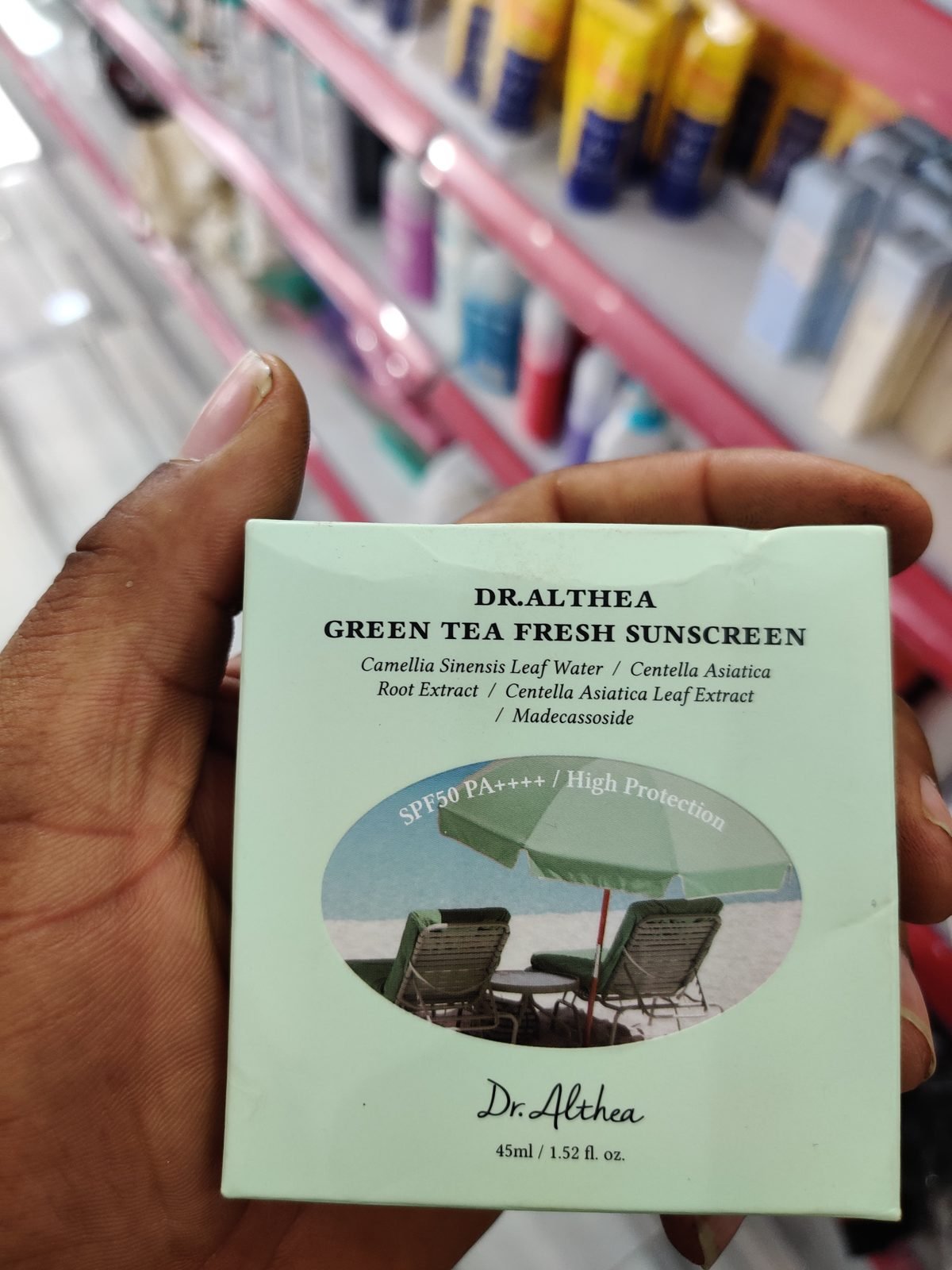 Dr.Althea Green Tea Fresh Sunscreen, Camellia Sinensis Leaf Water/Centella Asiatica/Madecassoside, SPF50 PA++++ 45ml / 1.52 fl.oz
