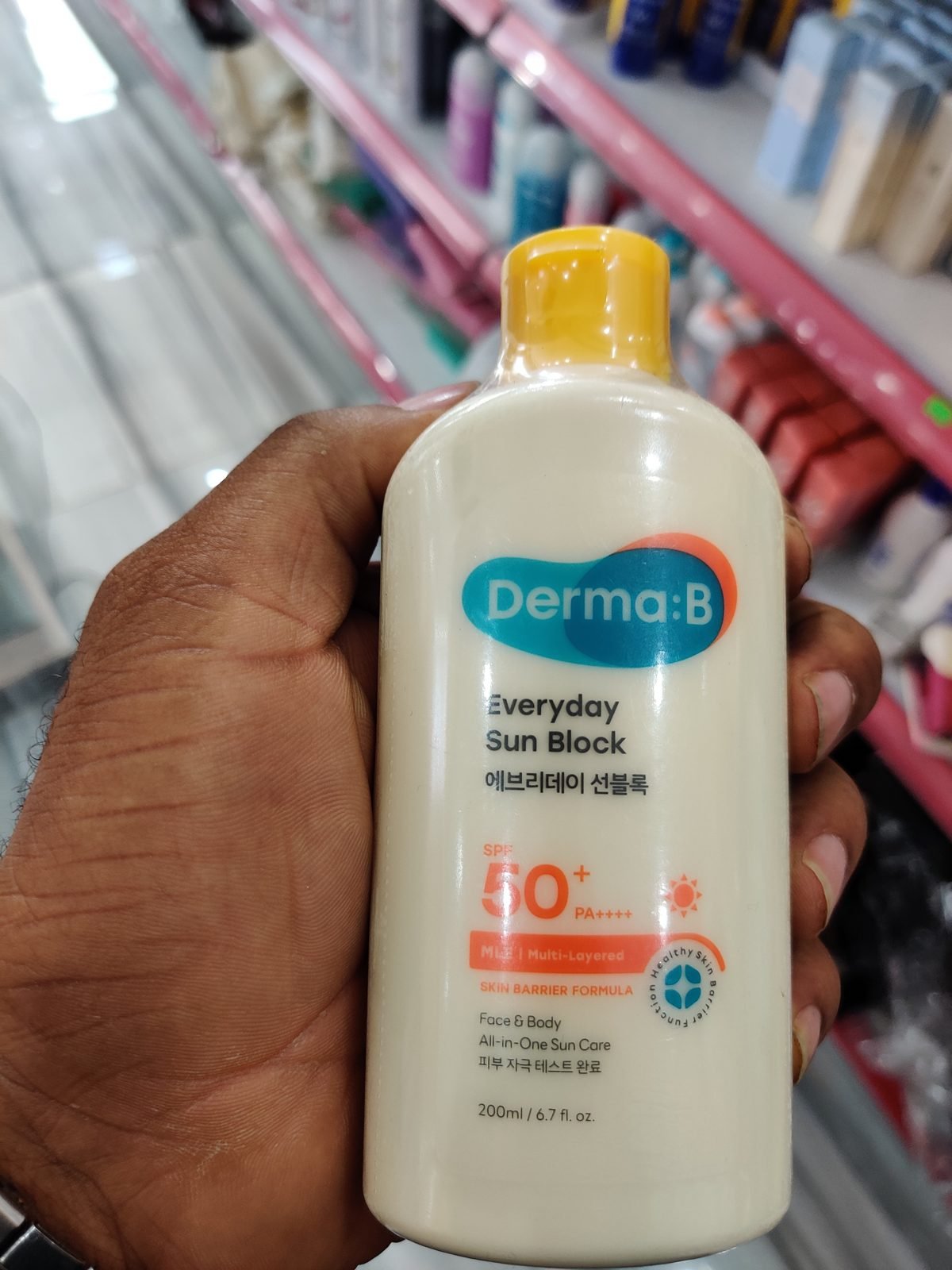 Derma:B Everyday Sun Block, SPF50+ PA++++, ML Multi-Layered Skin Barrier Formula, Face & Body All-in-One Sun Care 200ml / 6.7 fl.oz