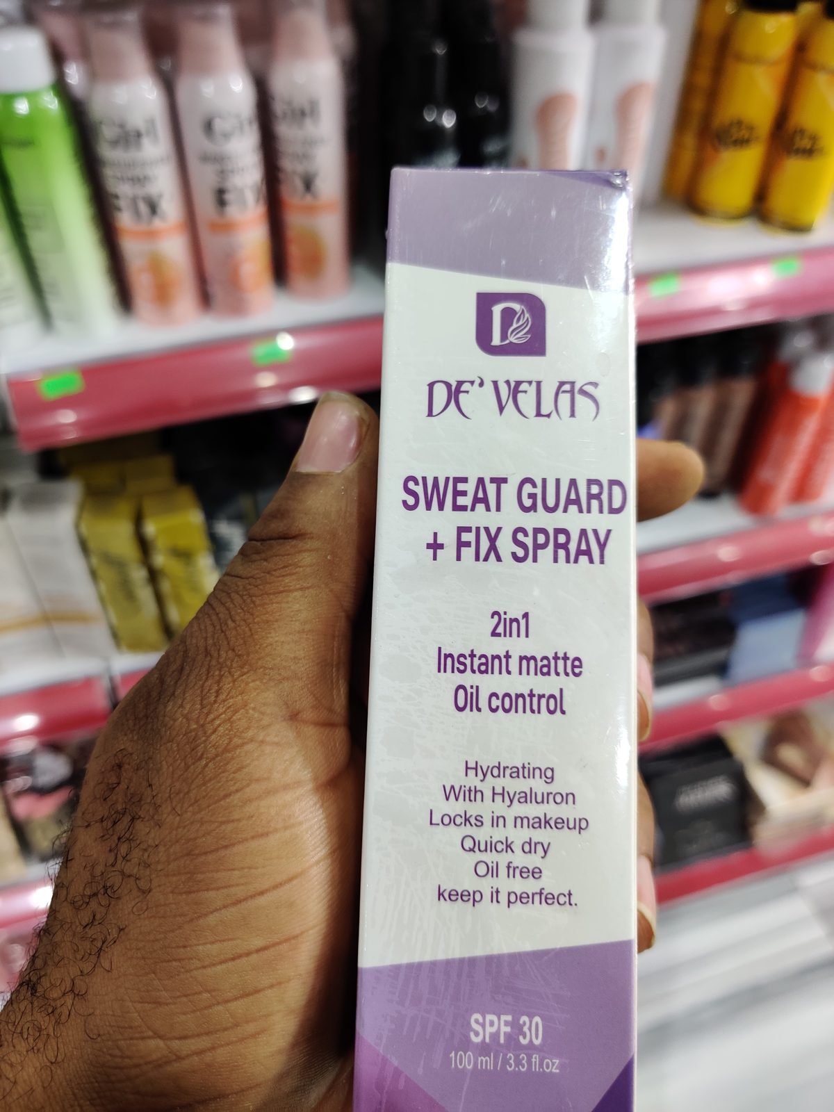 De Velas Sweat Guard + Fix Spray 2in1 Instant Matte Oil Control SPF30 100ml