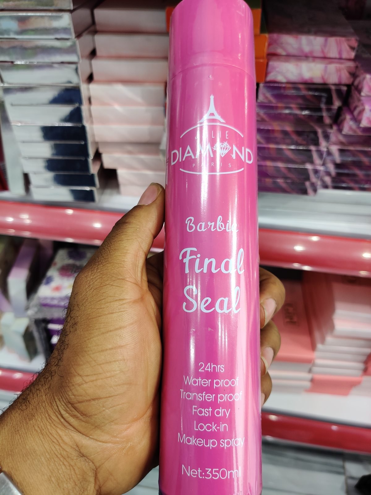Jolie Diamond Paris Barbie Final Seal, 24hrs Waterproof and Transfer Proof, Fast Dry, Lock-in Makeup Spray 350ml