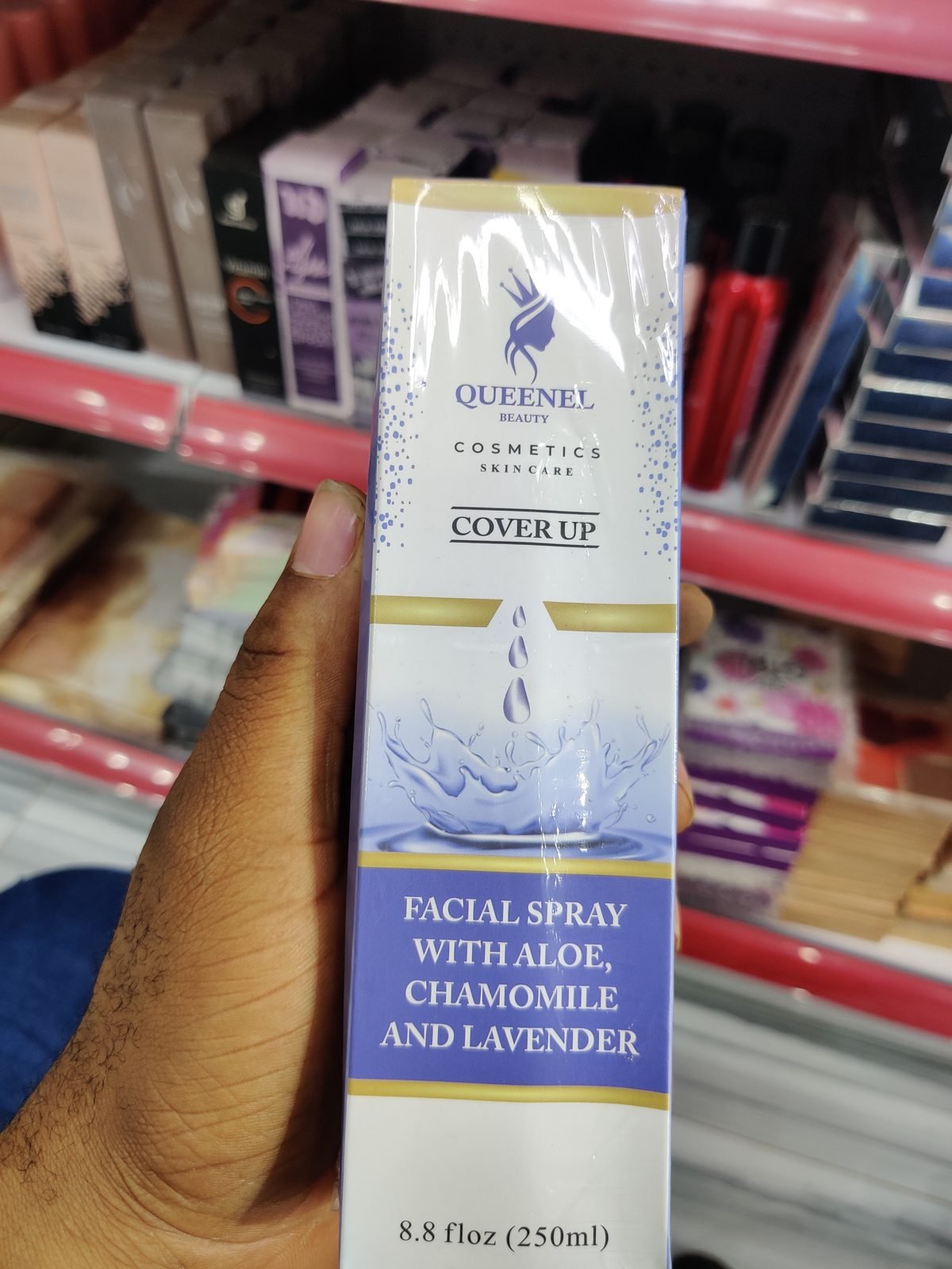 Queenel Beauty Cosmetics Cover Up, Facial Spray with Aloe, Chamomile and Lavender 8.8fl oz (250ml)