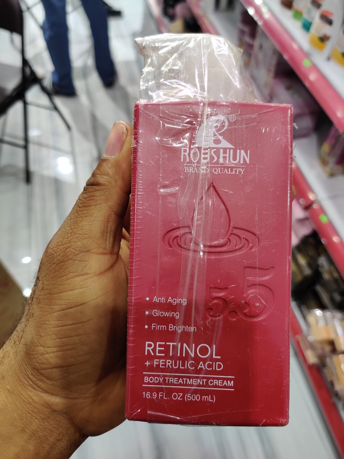 Roushun (R) Retinol + Ferulic Acid Body Treatment Cream, Anti Aging/Glowing/Firm Brighten 16.9 FL OZ (500ml)