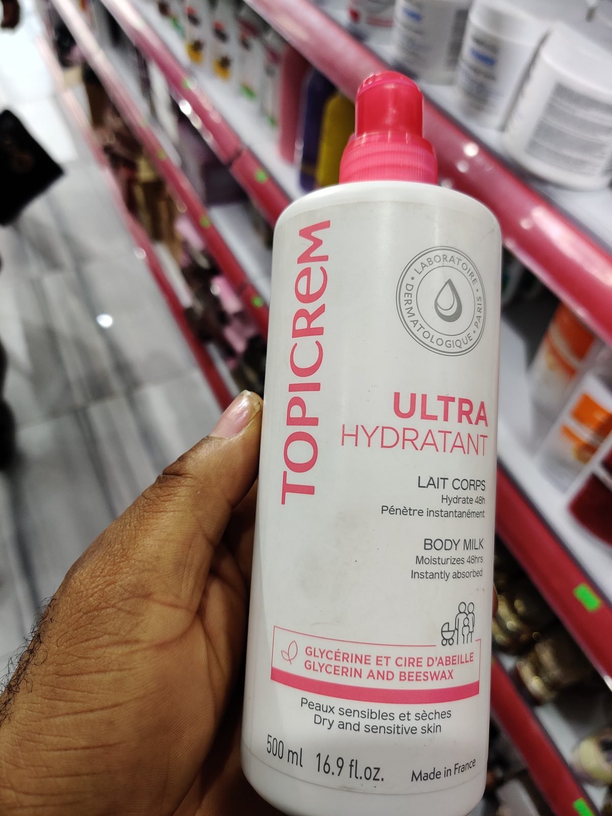 Topicrem Ultra Hydratant Lait Corps / Body Milk, Glycerine et Cire d'Abeille (Glycerin and Beeswax) 500ml / 16.9 fl.oz