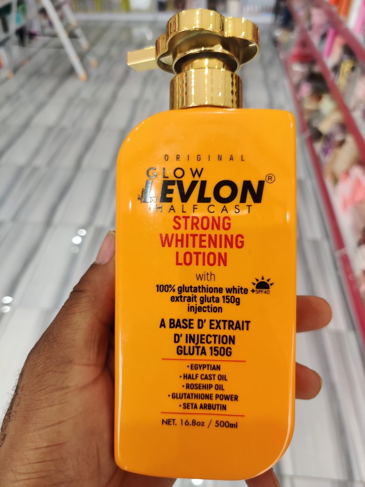 Levlon (Glow Levlon) Half Cast Strong Whitening Lotion, 100% glutathione white extrait gluta 150g injection, Egyptian/Half Cast Oil/Rosehip Oil/Seta Arbutin, SPF40 500ml / 16.8oz