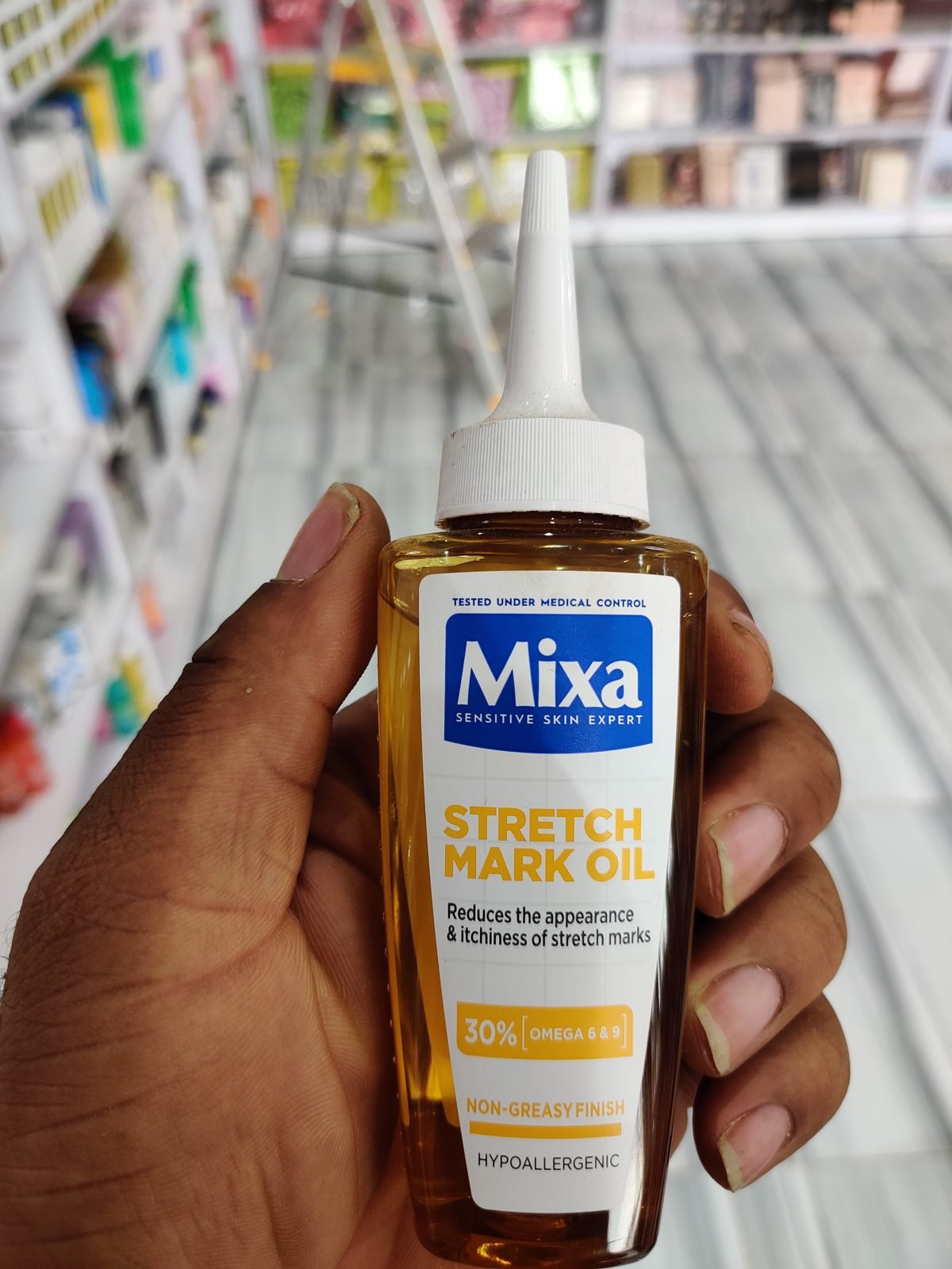 Mixa Sensitive Skin Expert, Stretch Mark Oil, 30% Omega 6&9, Non-Greasy, Hypoallergenic