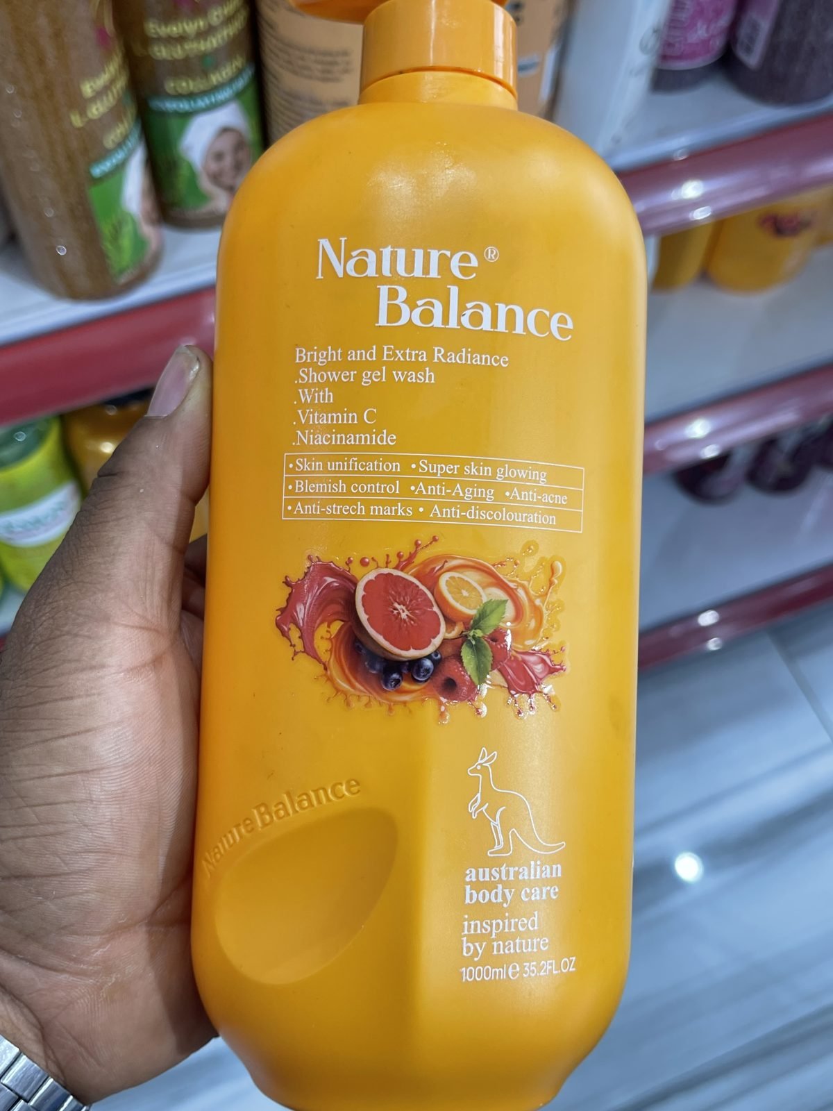 Nature Balance Bright and Extra Radiance Shower Gel Wash (Vitamin C & Niacinamide) 1000ml / 35.2 FL OZ