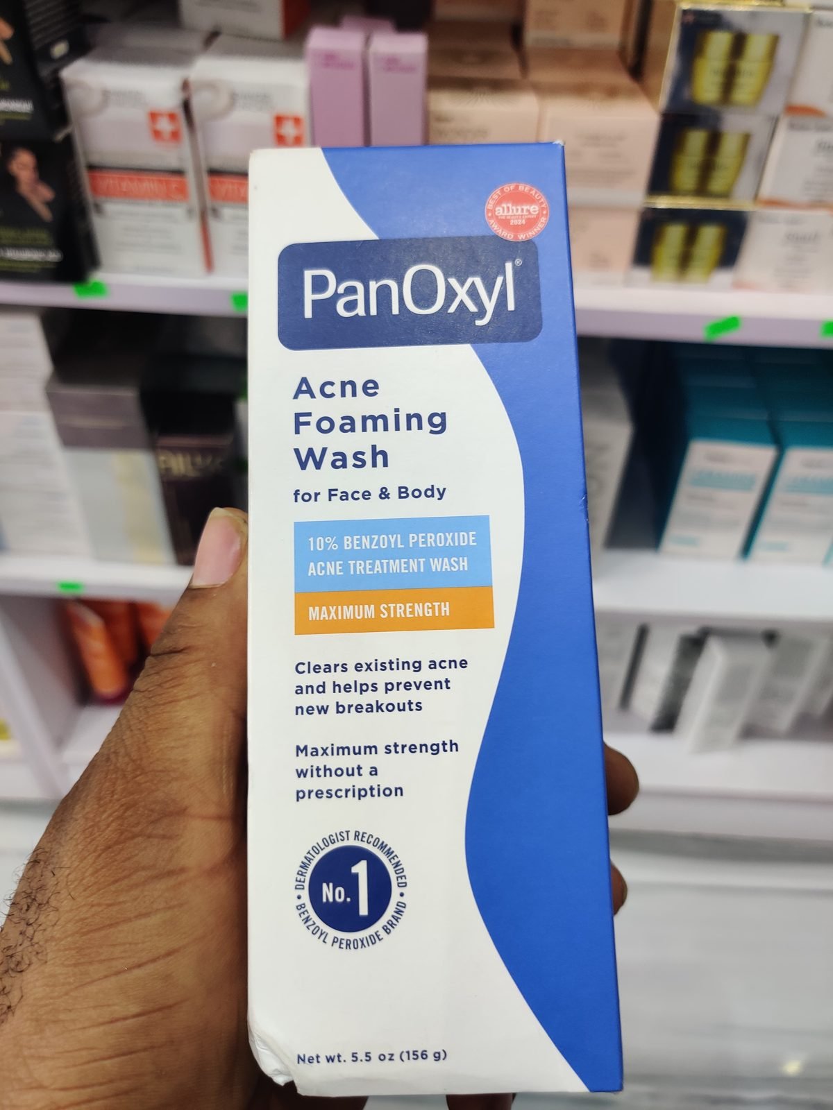 PanOxyl Acne Foaming Wash for Face & Body (10% Benzoyl Peroxide Maximum Strength) 5.5oz/156g